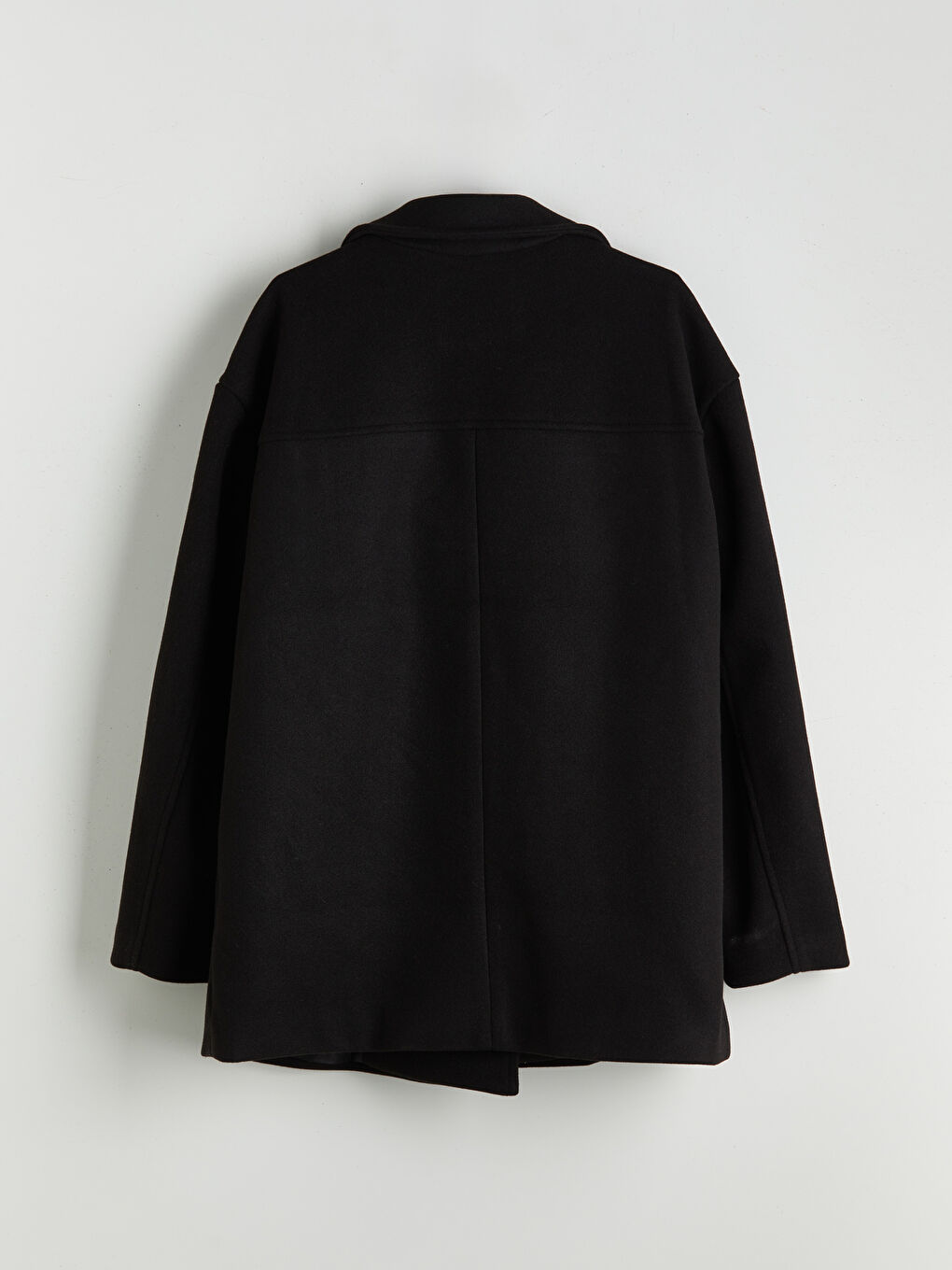 Siyah Standart Kalıp Erkek Kaşe Kaban-6