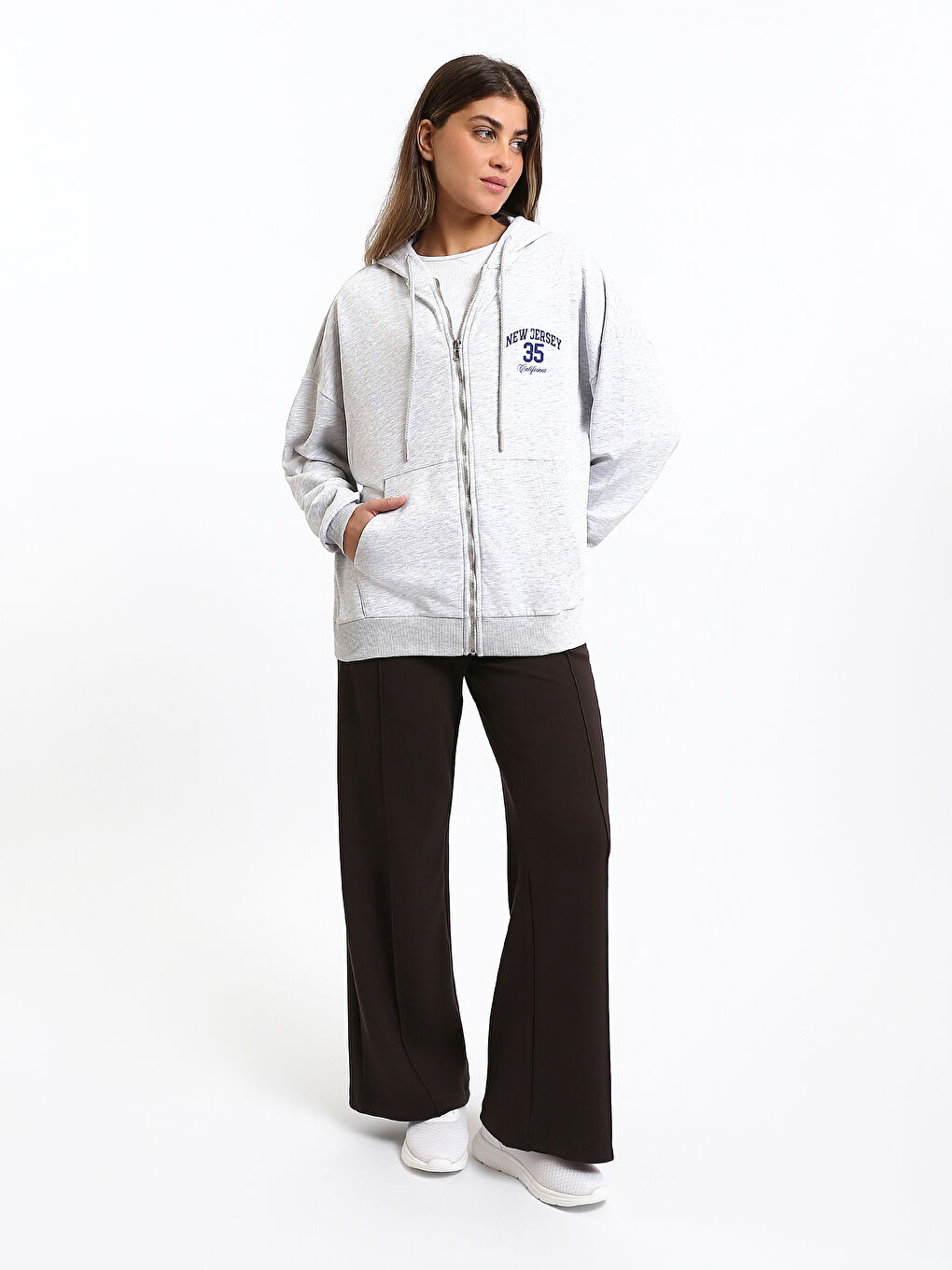 Hooded Oversize Women's Zipper Sweatshirt-1