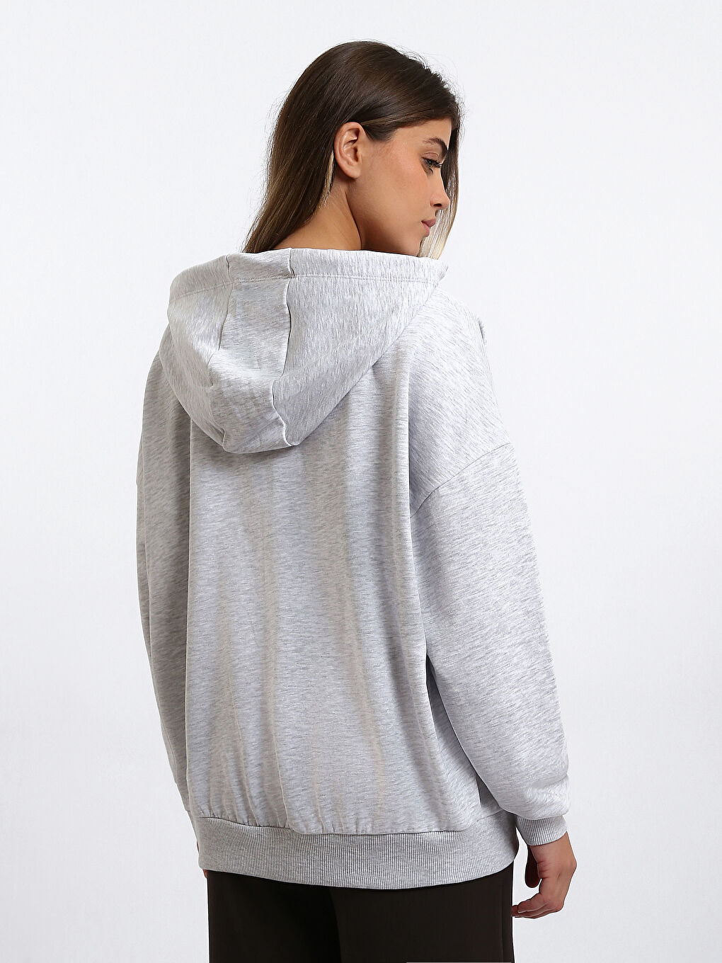 Hooded Oversize Women's Zipper Sweatshirt-4