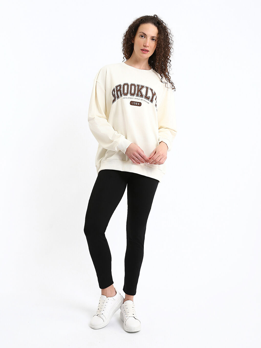 Crew Neck Brooklyn Printed Women's Sweatshirt-1