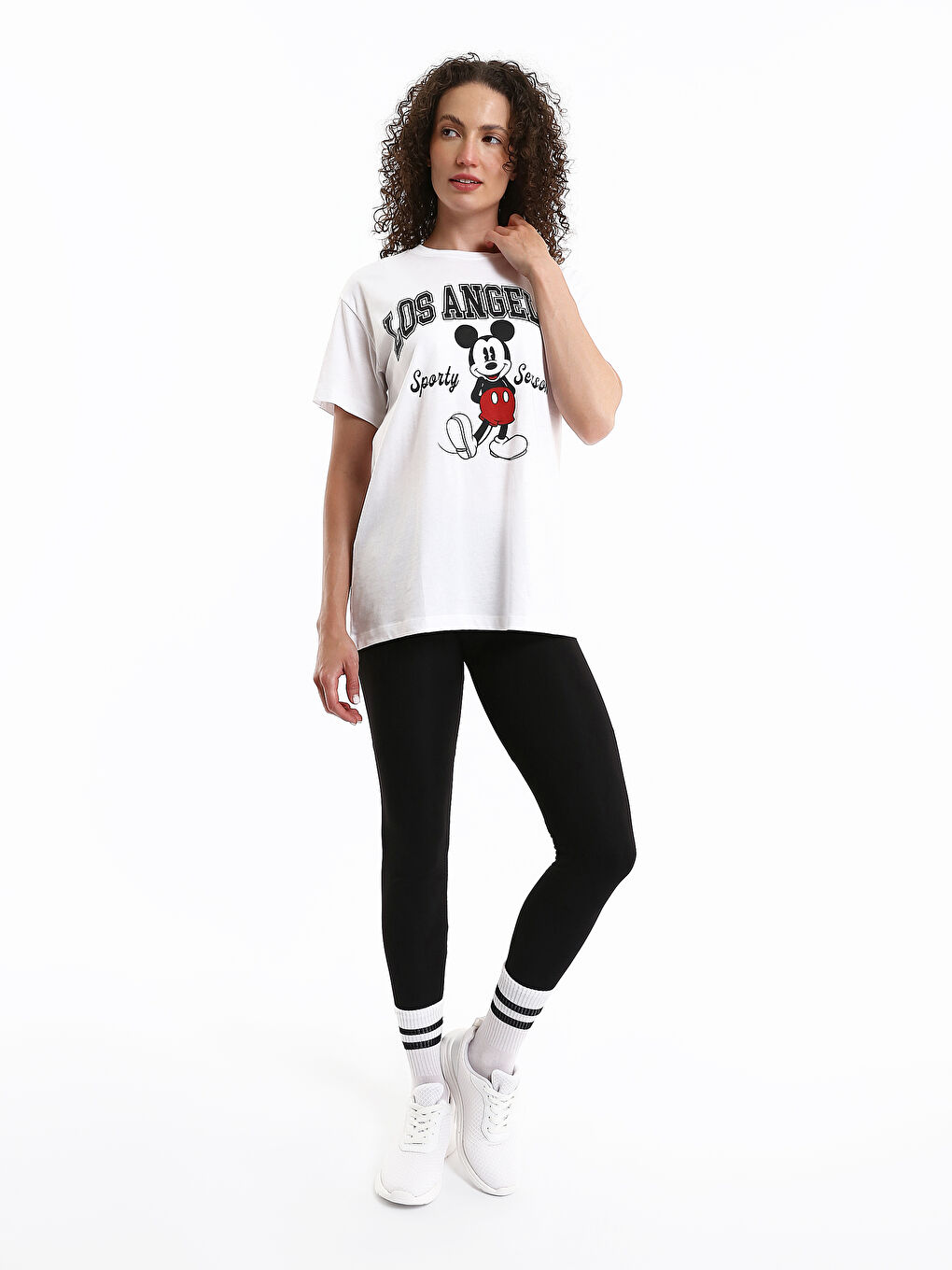 Crew Neck Mickey Mouse Printed Women's T-Shirt-1