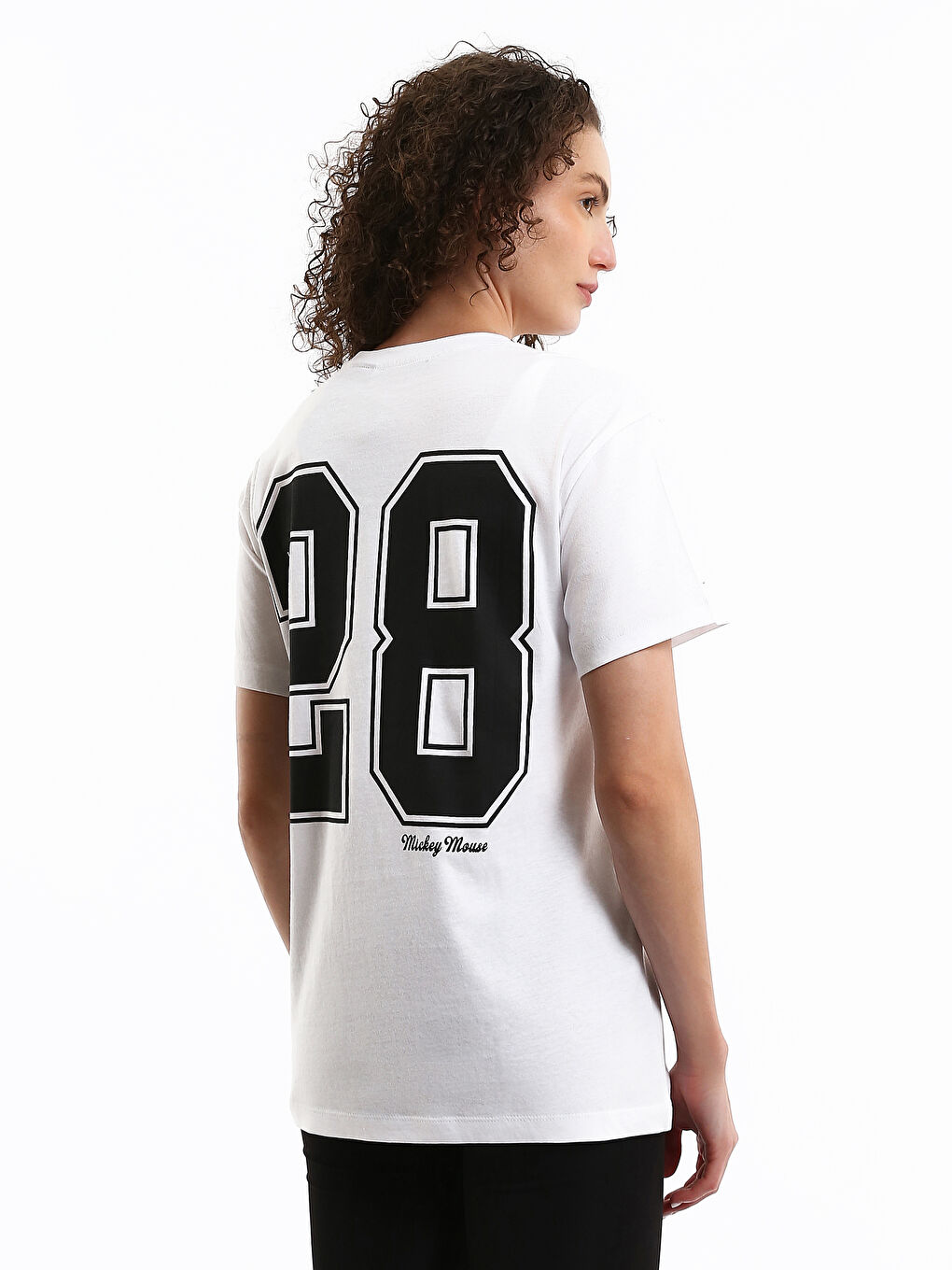 Crew Neck Mickey Mouse Printed Women's T-Shirt-4