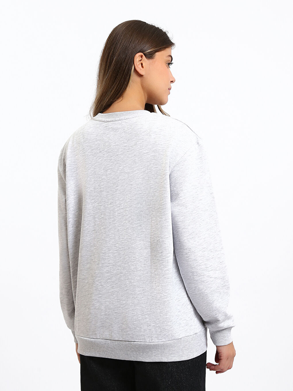 Crew Neck Mickey and Minnie Mouse Printed Oversize Women's Sweatshirt-8