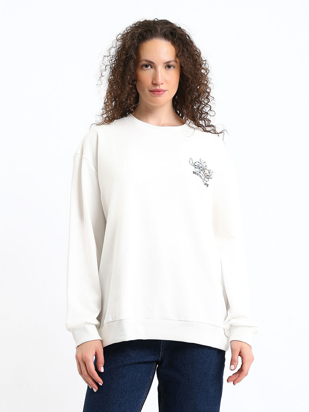Lilo & Stitch Printed Oversize Women's Sweatshirt