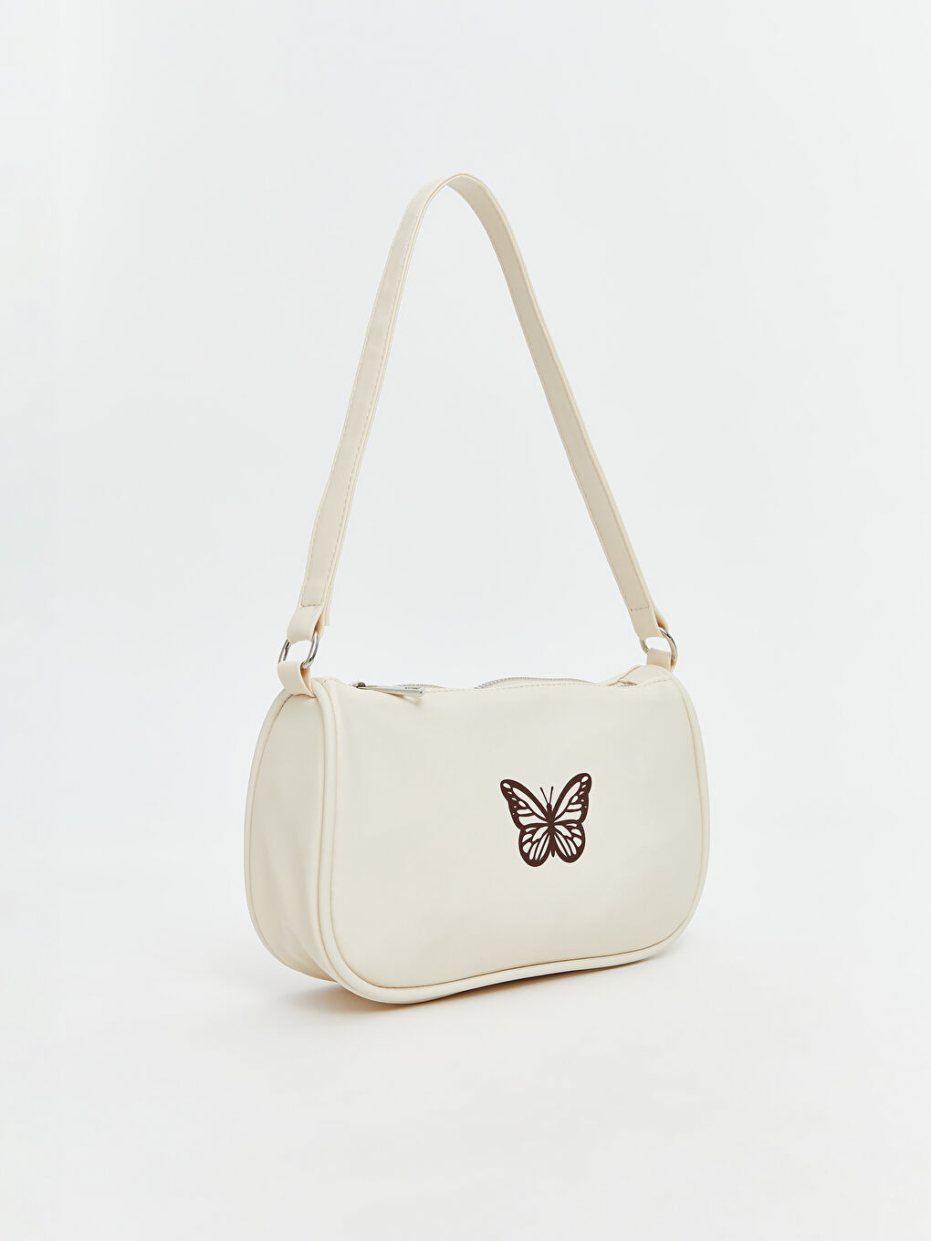 Ekru Kelebek Baskılı Kız Çocuk Kol Çantası-2