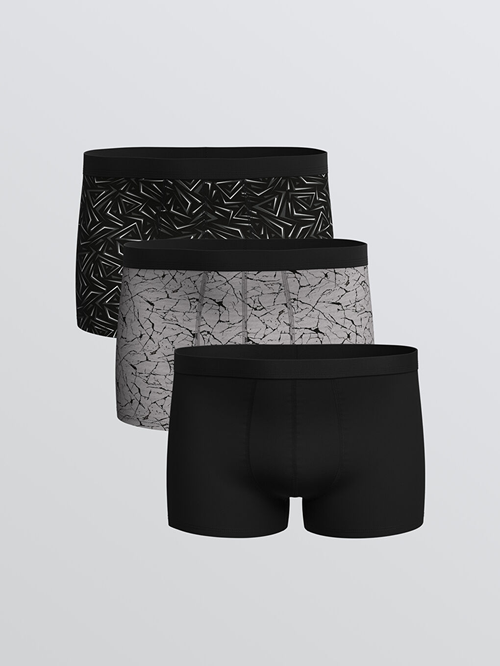 Gri Standart Kalıp Pamuklu Esnek Erkek Boxer 3'lü