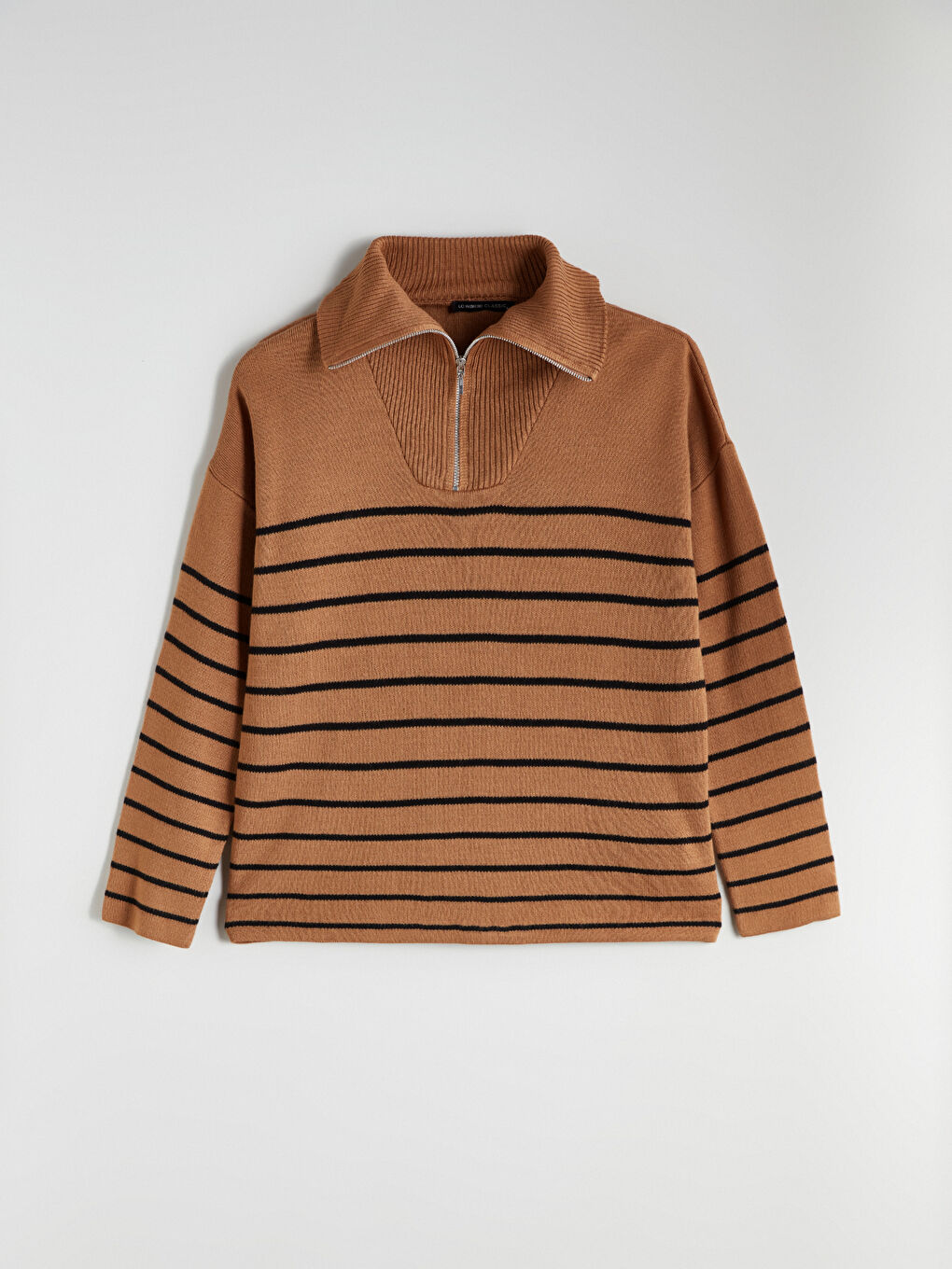 Polo Collar Striped Oversize Women's Knitwear Sweater-4