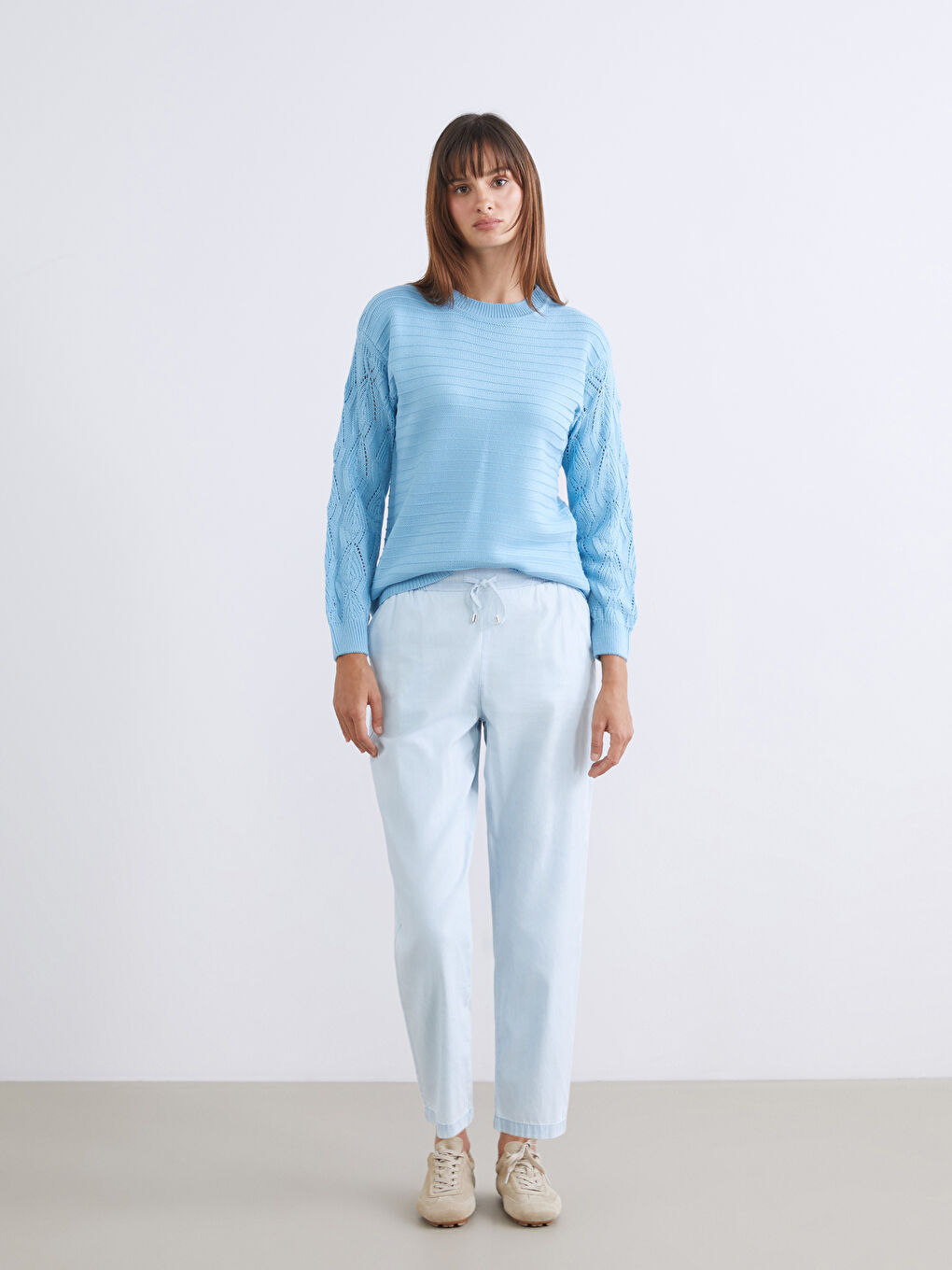 Crew Neck Hole-Knitted Women's Knitwear Sweater-1