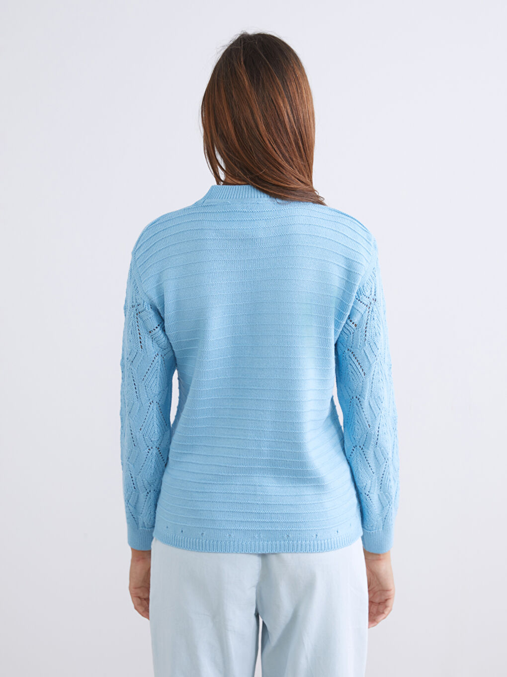 Crew Neck Hole-Knitted Women's Knitwear Sweater-3