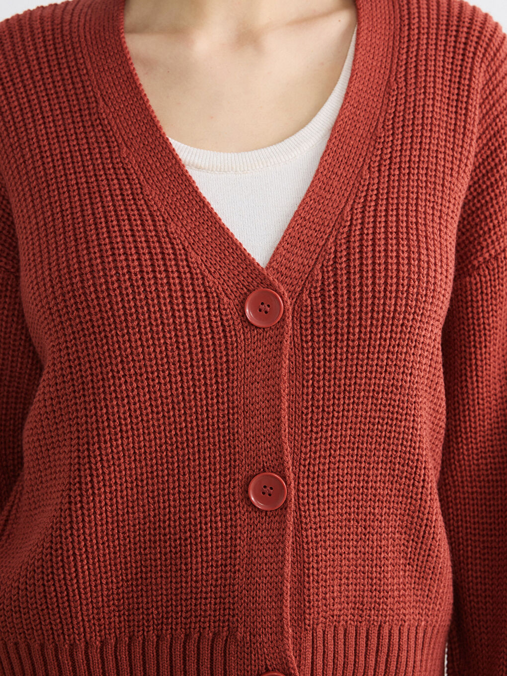 V Neck Women's Knit Cardigan-2