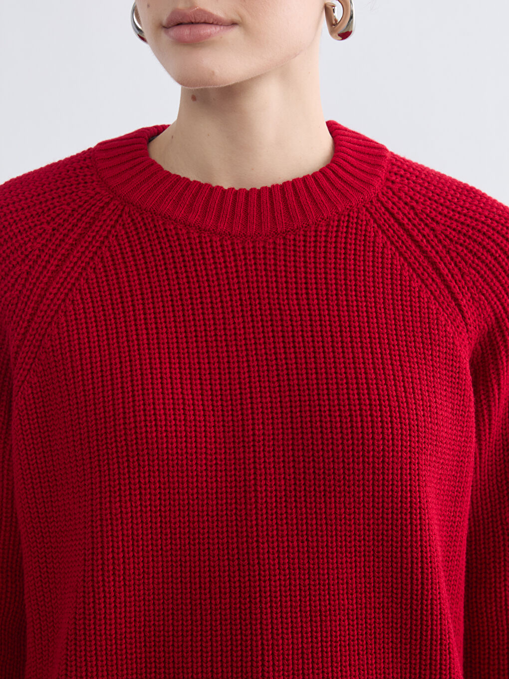 Kırmızı Bisiklet Yaka Kadın Triko Kazak-2