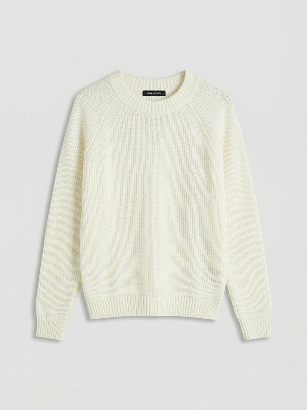 Ekru Bisiklet Yaka Kadın Triko Kazak	