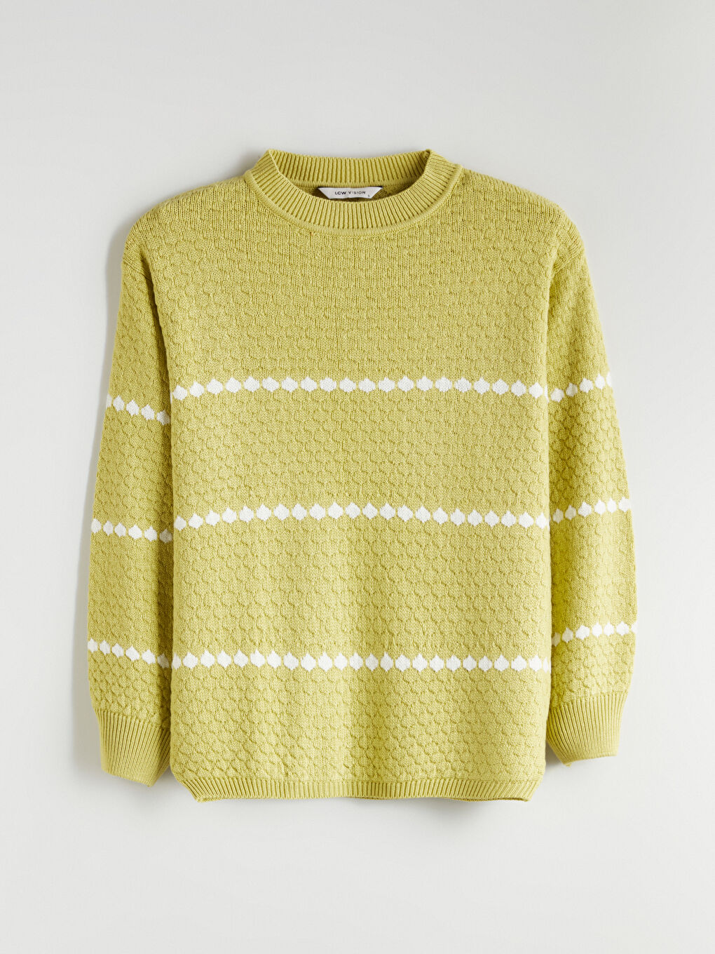 Crew Neck Patterned Women's Knitwear Sweater-4