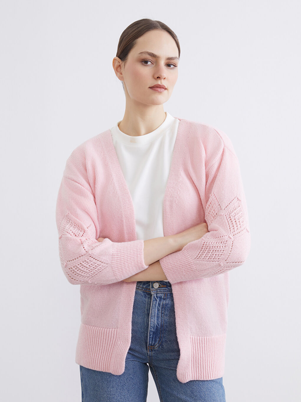 سترة من صوف وردى نساء