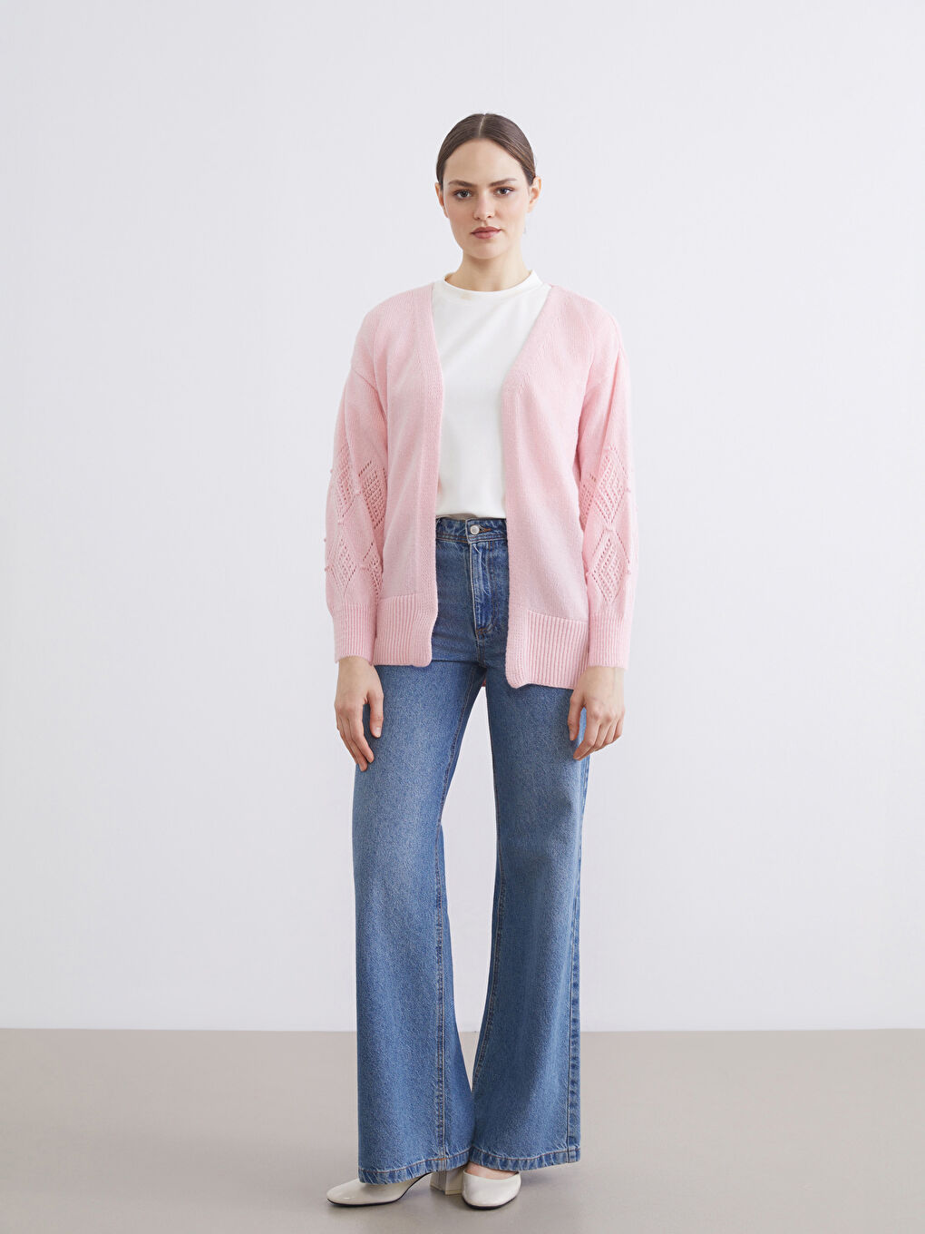 سترة من صوف وردى نساء-1