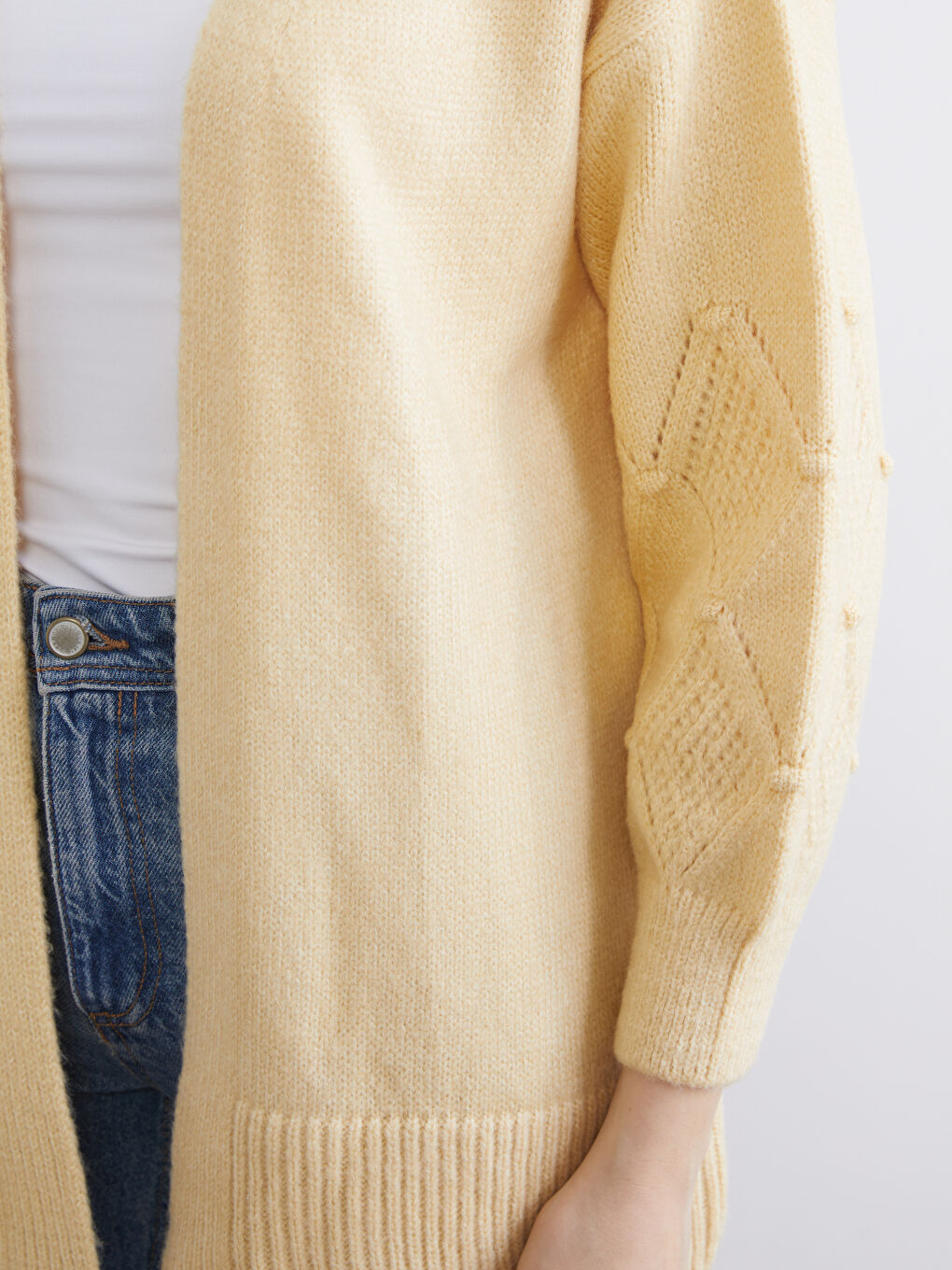 Shawl Collar Openwork Knit Cardigan-2