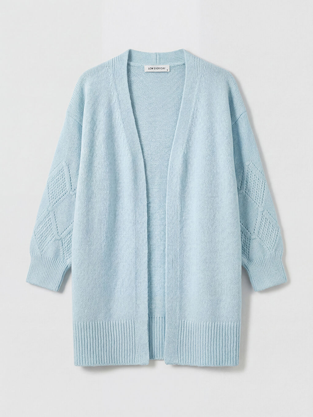 Shawl Collar Hole-Knitted Women's Tricot Cardigan-4