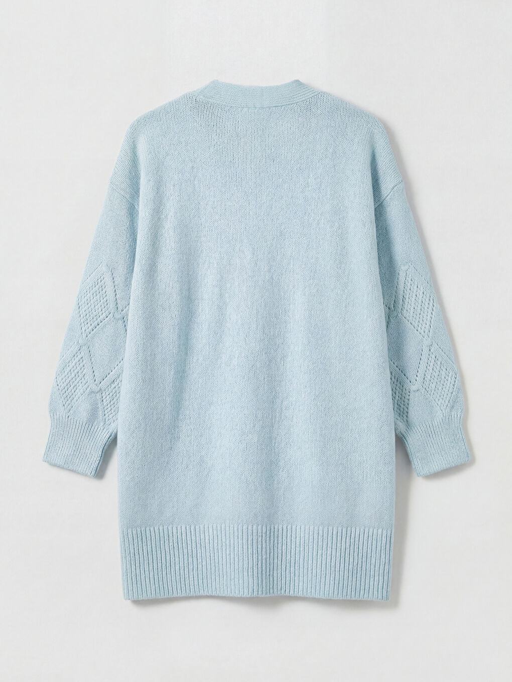 Shawl Collar Hole-Knitted Women's Tricot Cardigan-5