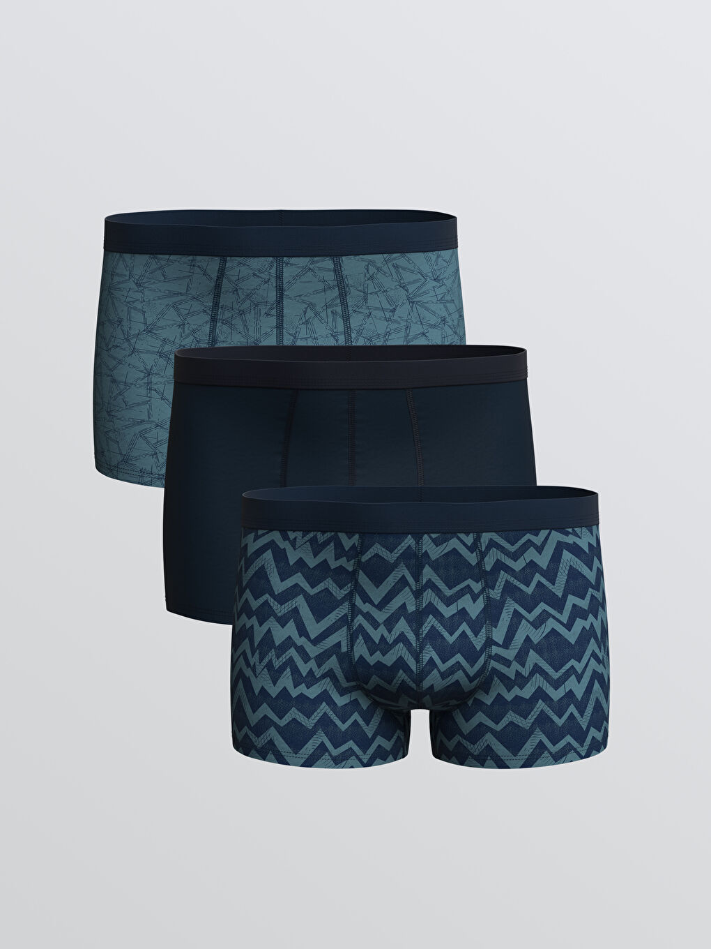 سراويل بوكسر قطن مطاطي بقصة عادية للرجال - ٣ قطع