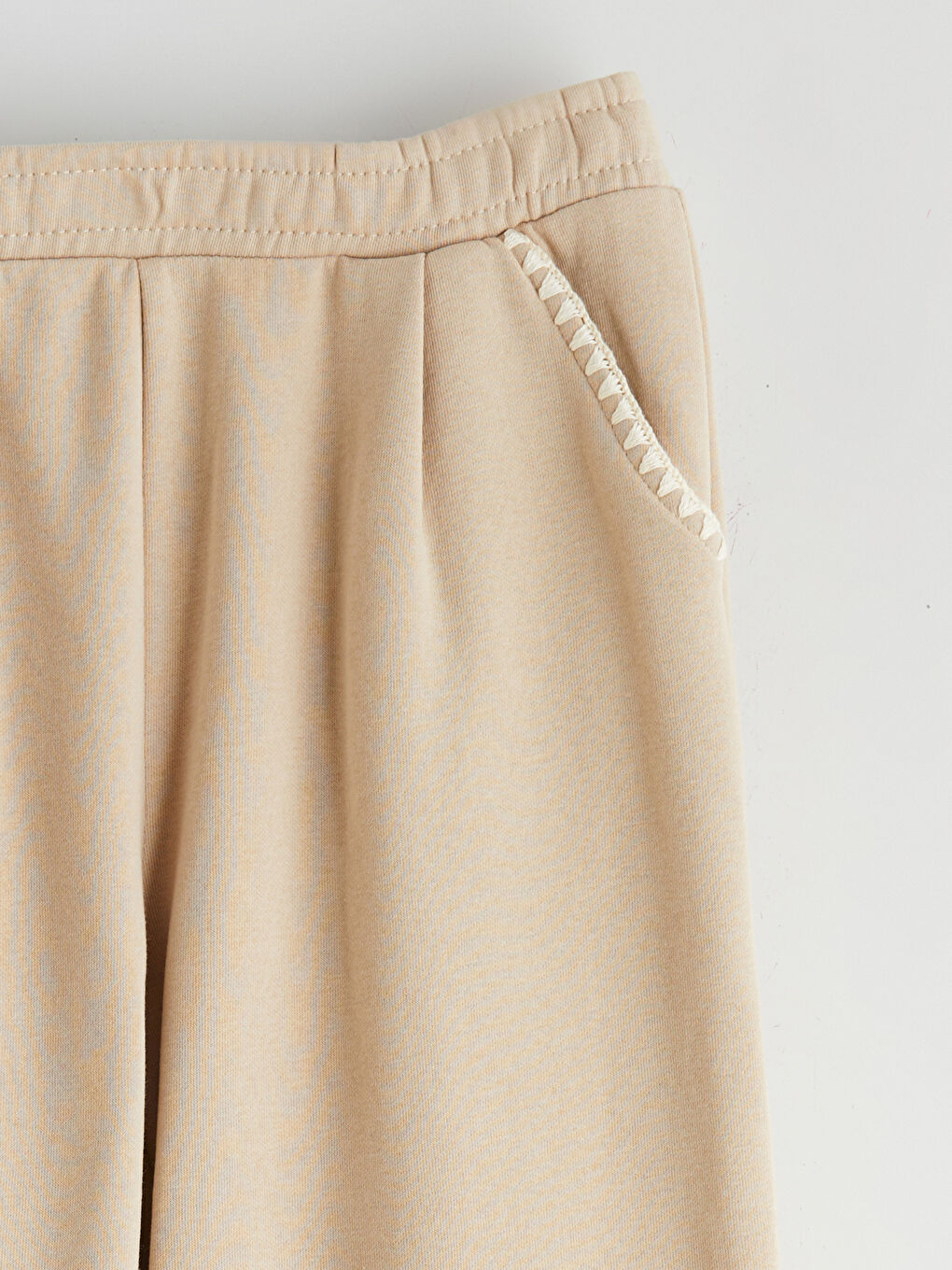 Bej Beli Lastikli Kız Çocuk Eşofman Altı-3