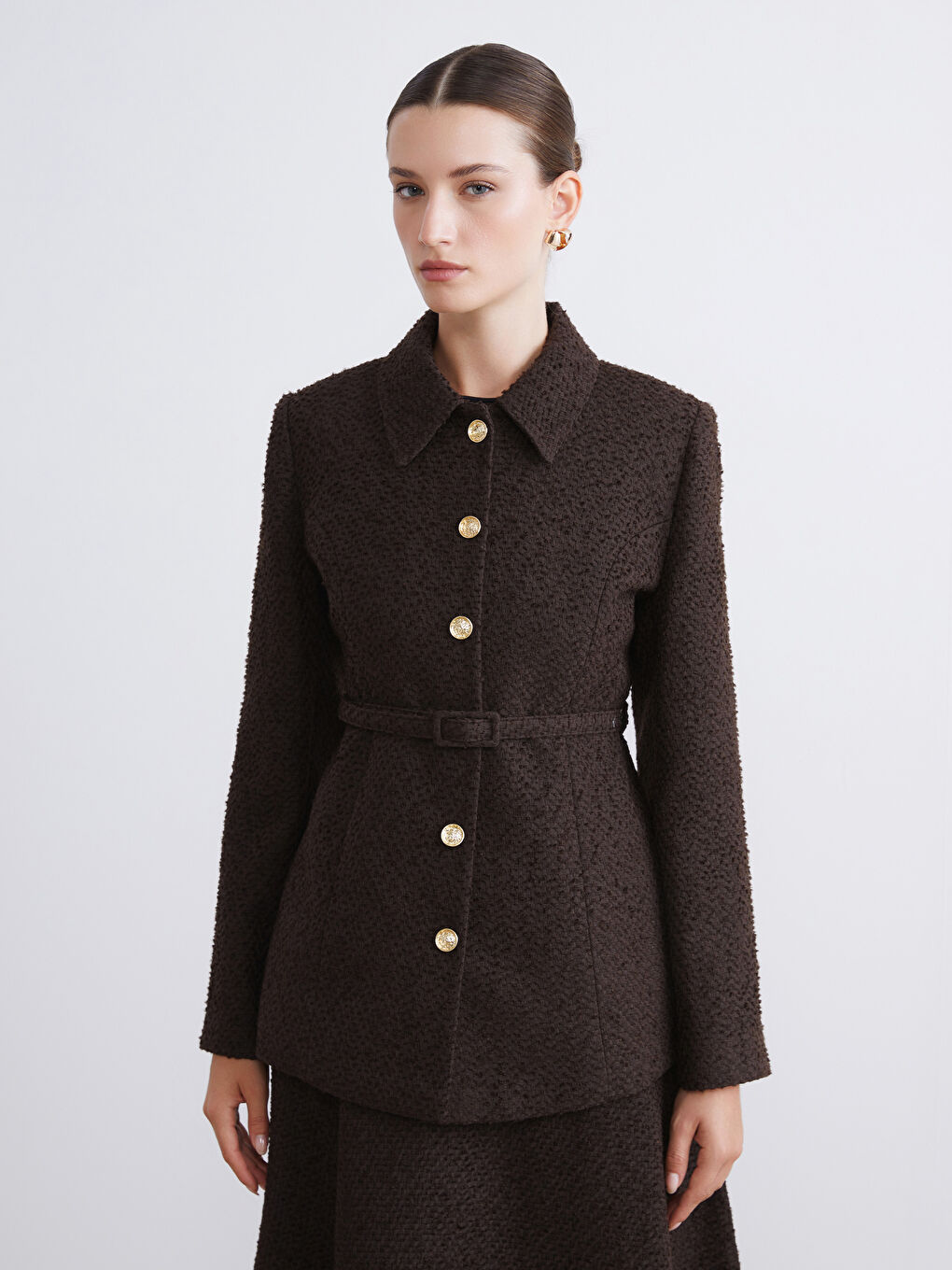 Textured Women's Tweed Jacket-2