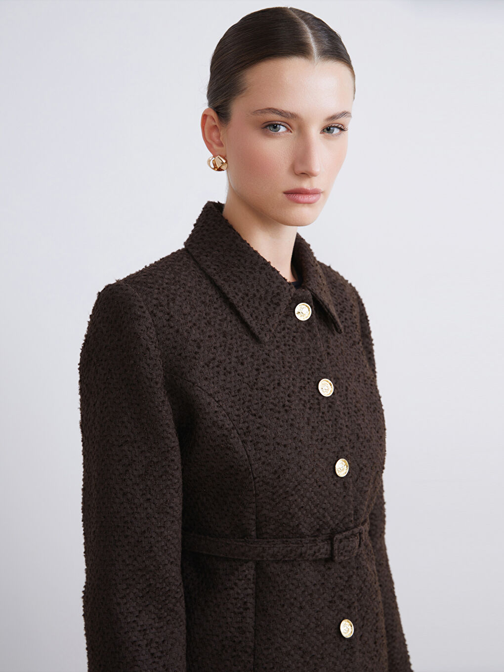 Textured Women's Tweed Jacket-4