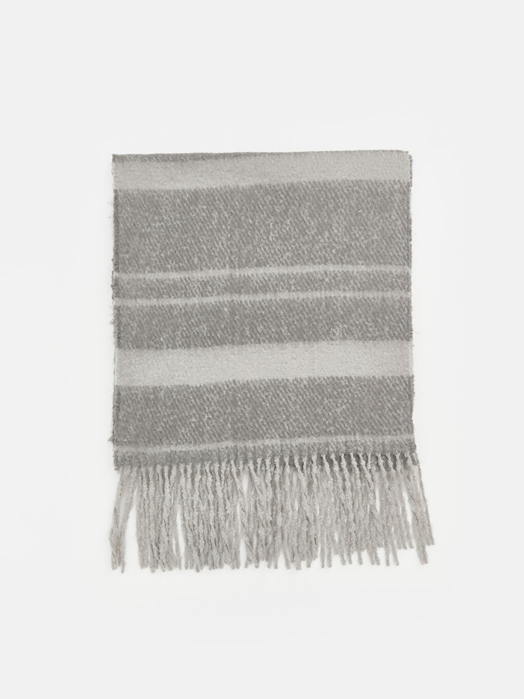 Gri Püsküllü Kadın Atkı-1