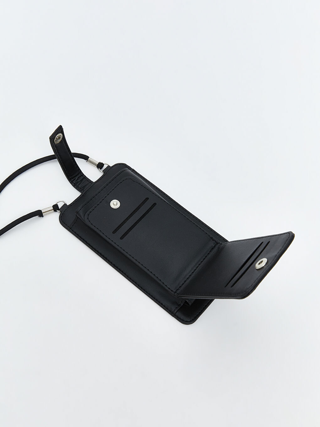 Siyah Askılı Deri Görünümlü Kadın Cüzdan-1