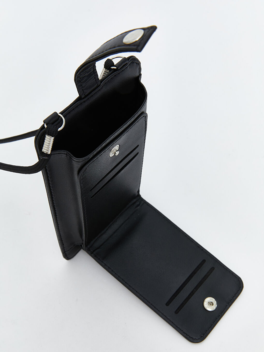 Siyah Askılı Deri Görünümlü Kadın Cüzdan-2