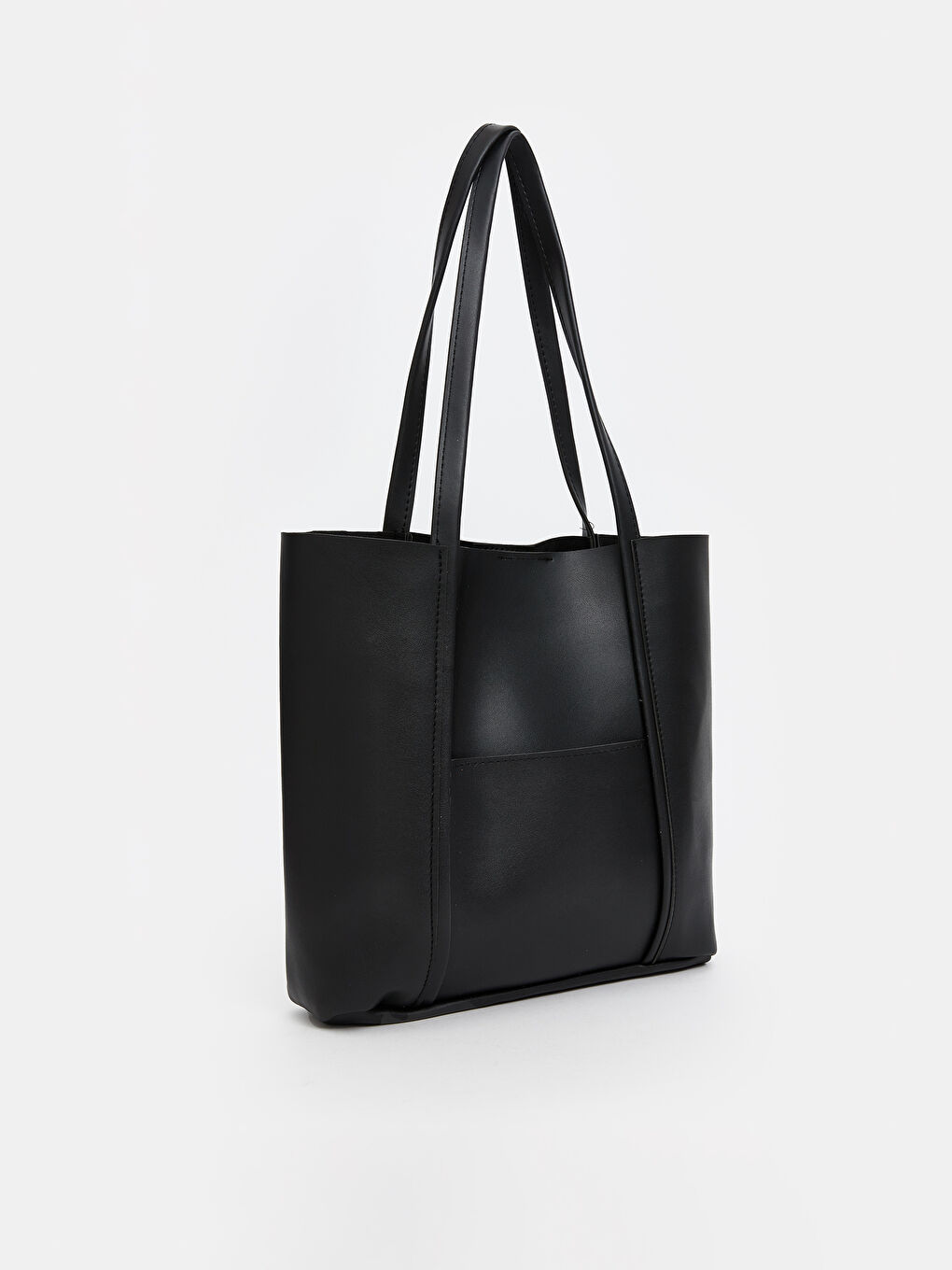 Siyah Deri Görünümlü Kadın Omuz Çantası-1