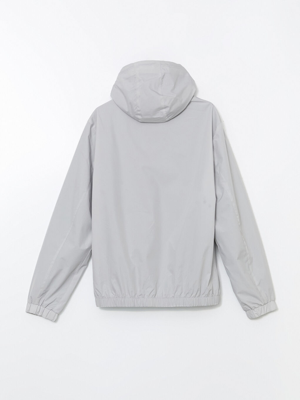 Gri Standart Kalıp Kapüşonlu Erkek Yağmurluk-14