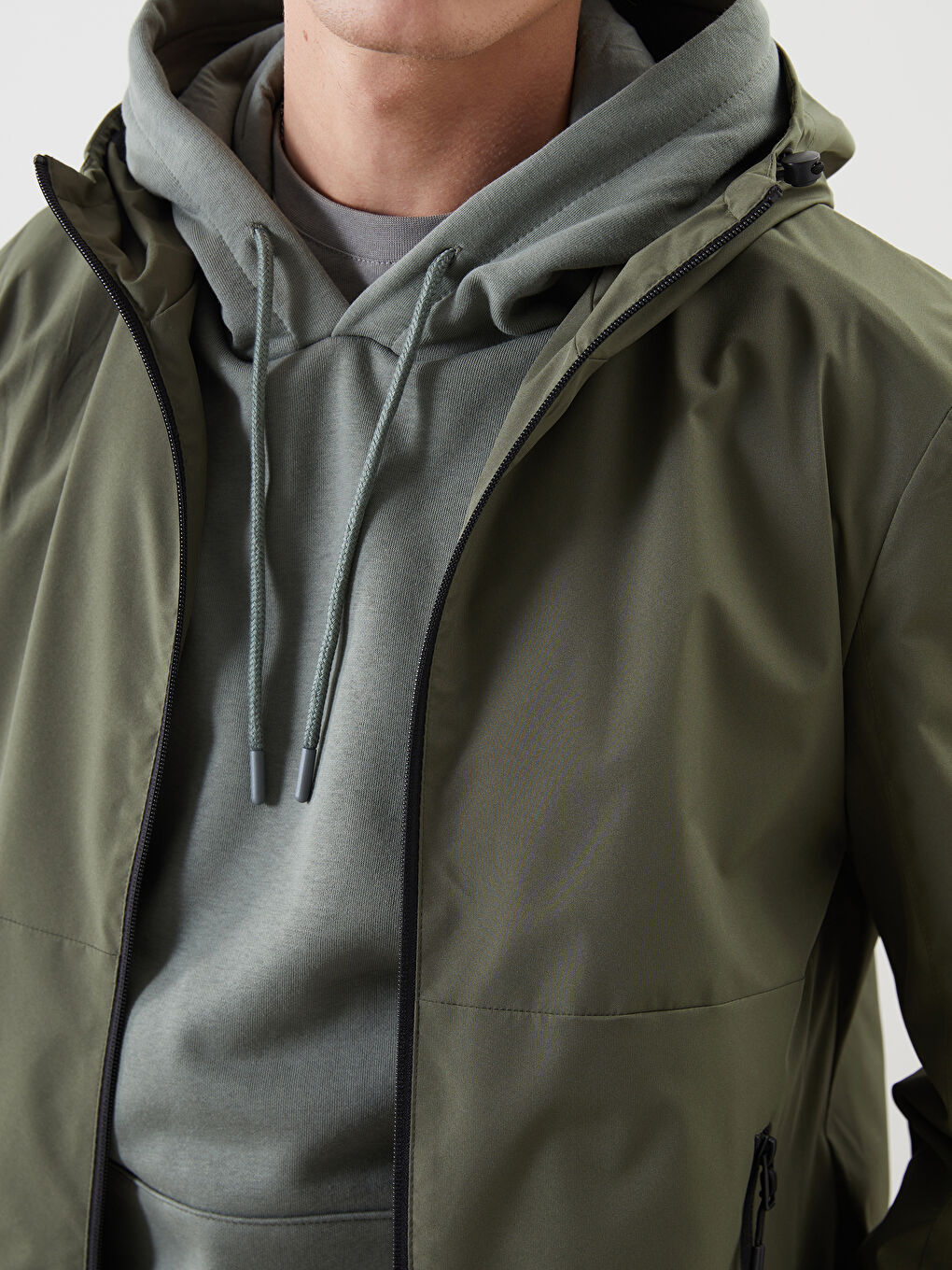 Regular Fit Hooded Men's Raincoat-2