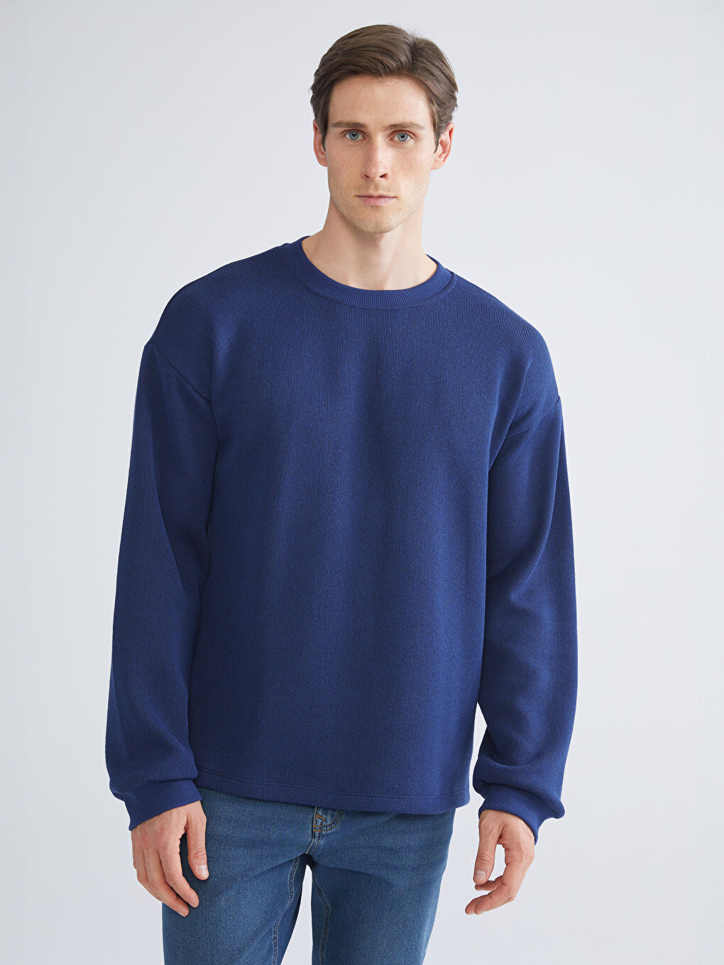 Lacivert Bisiklet Yaka Erkek Triko Kazak