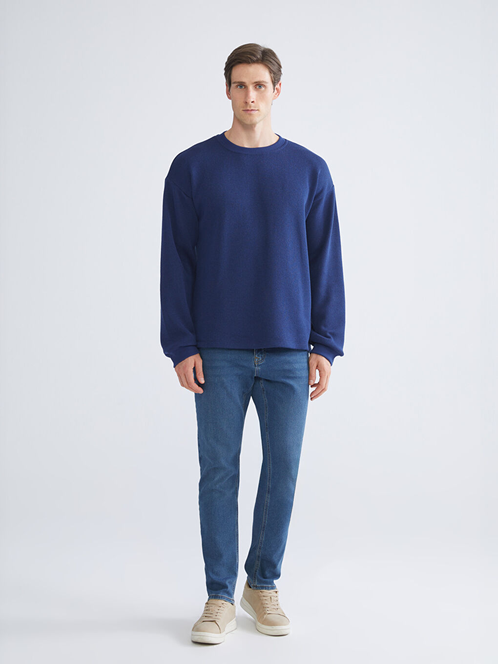 Lacivert Bisiklet Yaka Erkek Triko Kazak-1