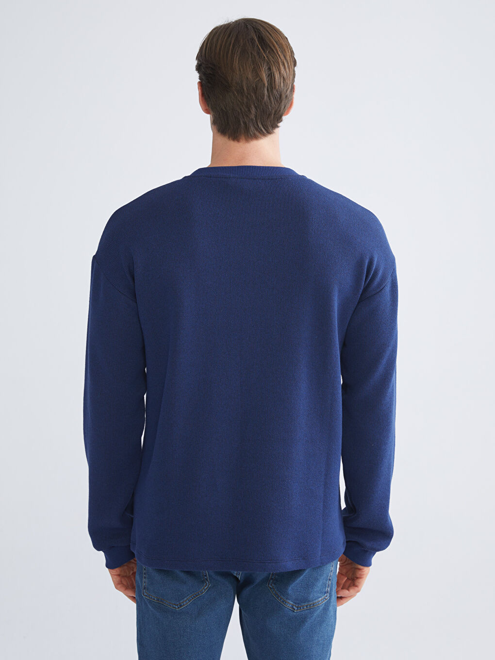 Lacivert Bisiklet Yaka Erkek Triko Kazak-3