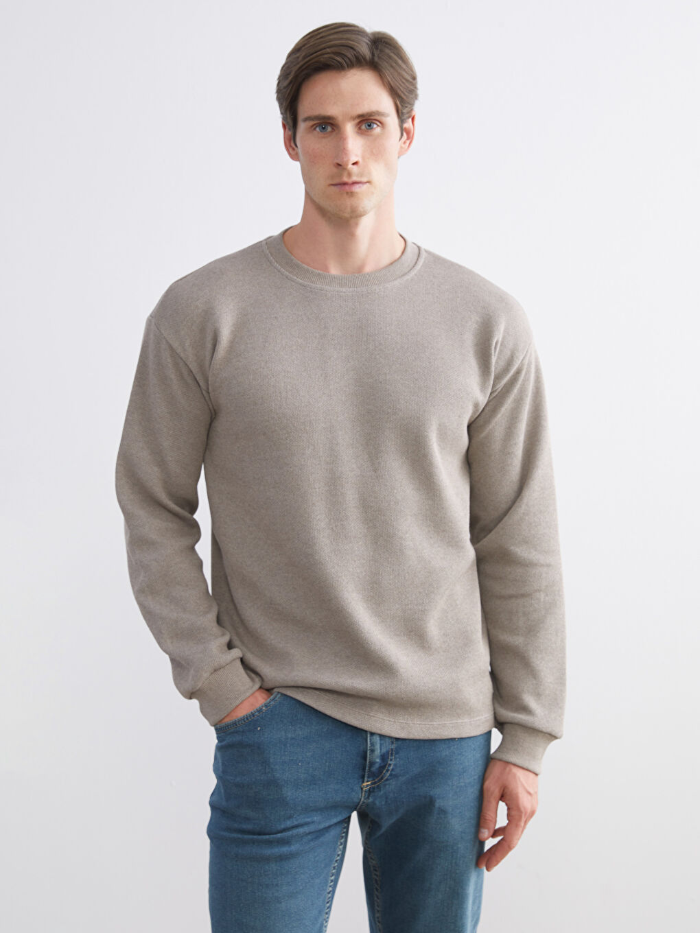 Gri Bisiklet Yaka Erkek Triko Kazak