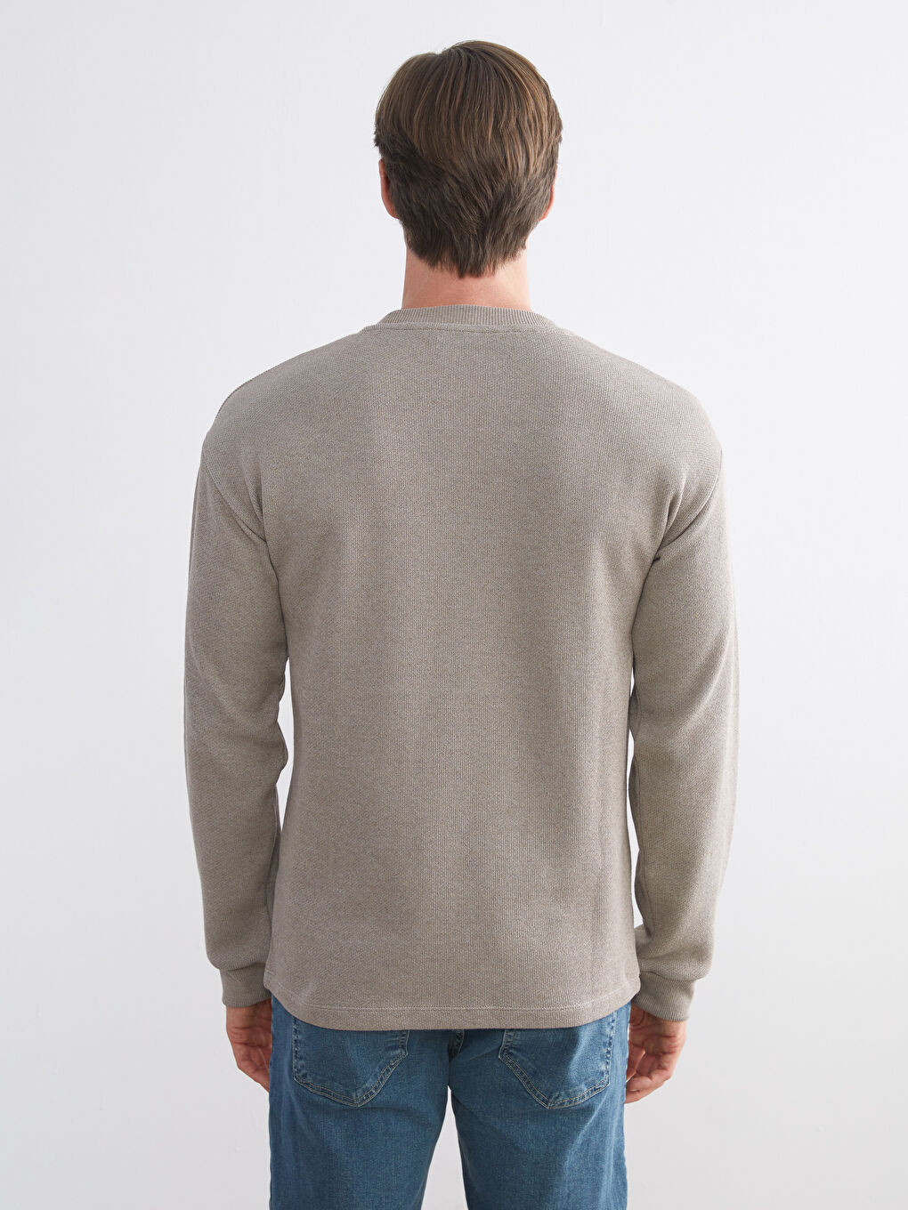 Gri Bisiklet Yaka Erkek Triko Kazak-3