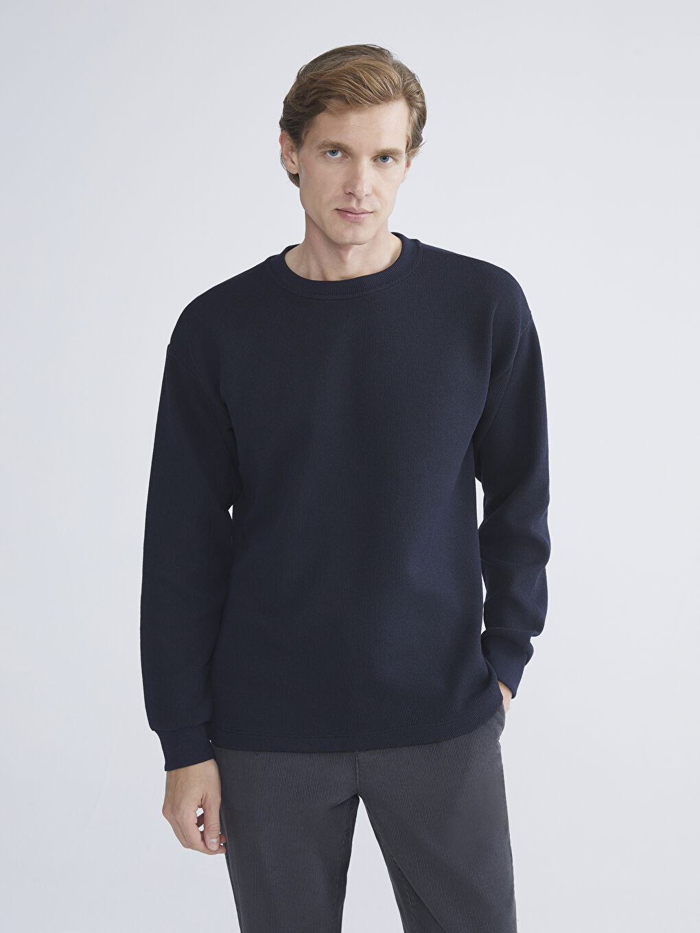 Lacivert Bisiklet Yaka Erkek Triko Kazak