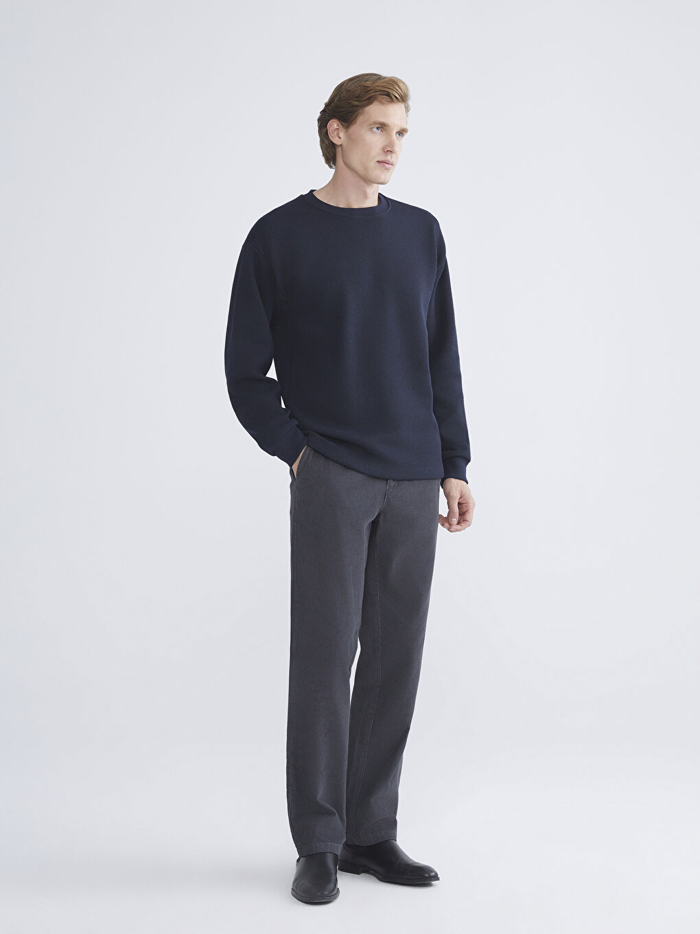 Lacivert Bisiklet Yaka Erkek Triko Kazak-1