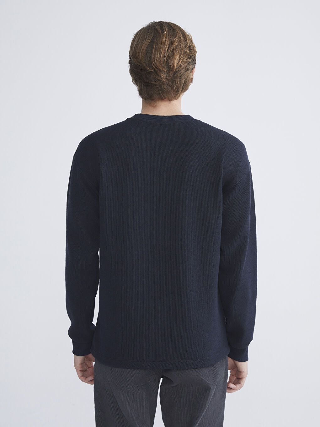 Lacivert Bisiklet Yaka Erkek Triko Kazak-3