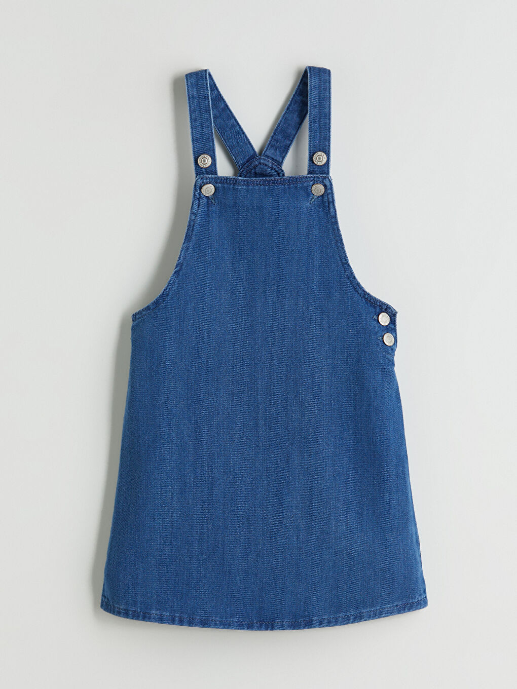 İndigo Kare Yaka Kız Çocuk Jean Salopet Elbise