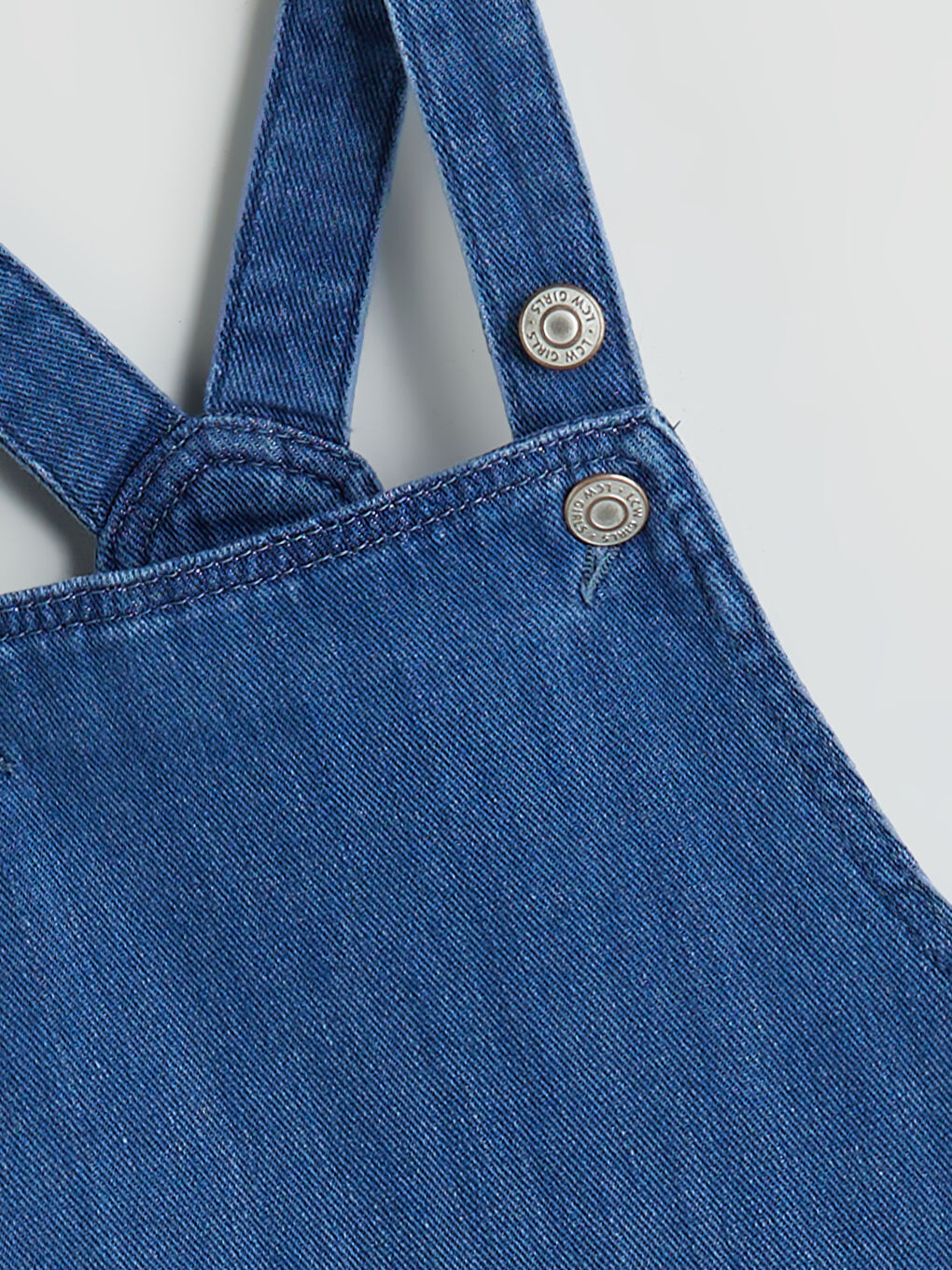 İndigo Kare Yaka Kız Çocuk Jean Salopet Elbise-1