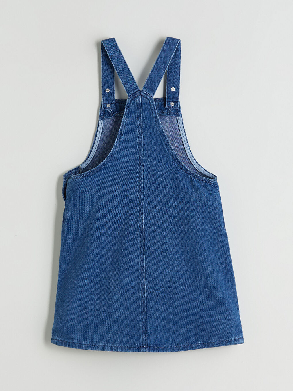İndigo Kare Yaka Kız Çocuk Jean Salopet Elbise-2