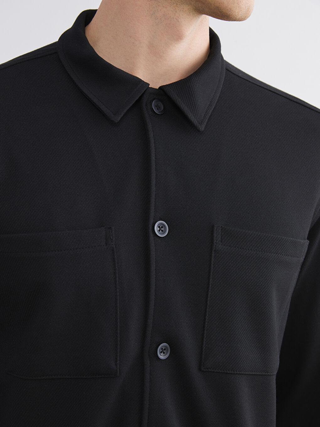Siyah Regular Fit Uzun Kollu Erkek Gömlek-2