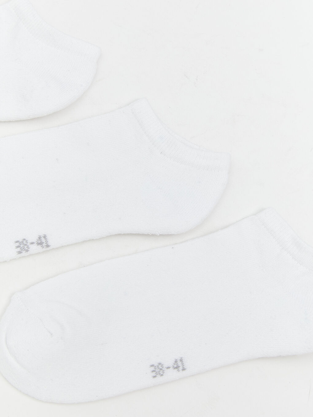 Beyaz Kadın Düz Patik Çorap 3'lü-1