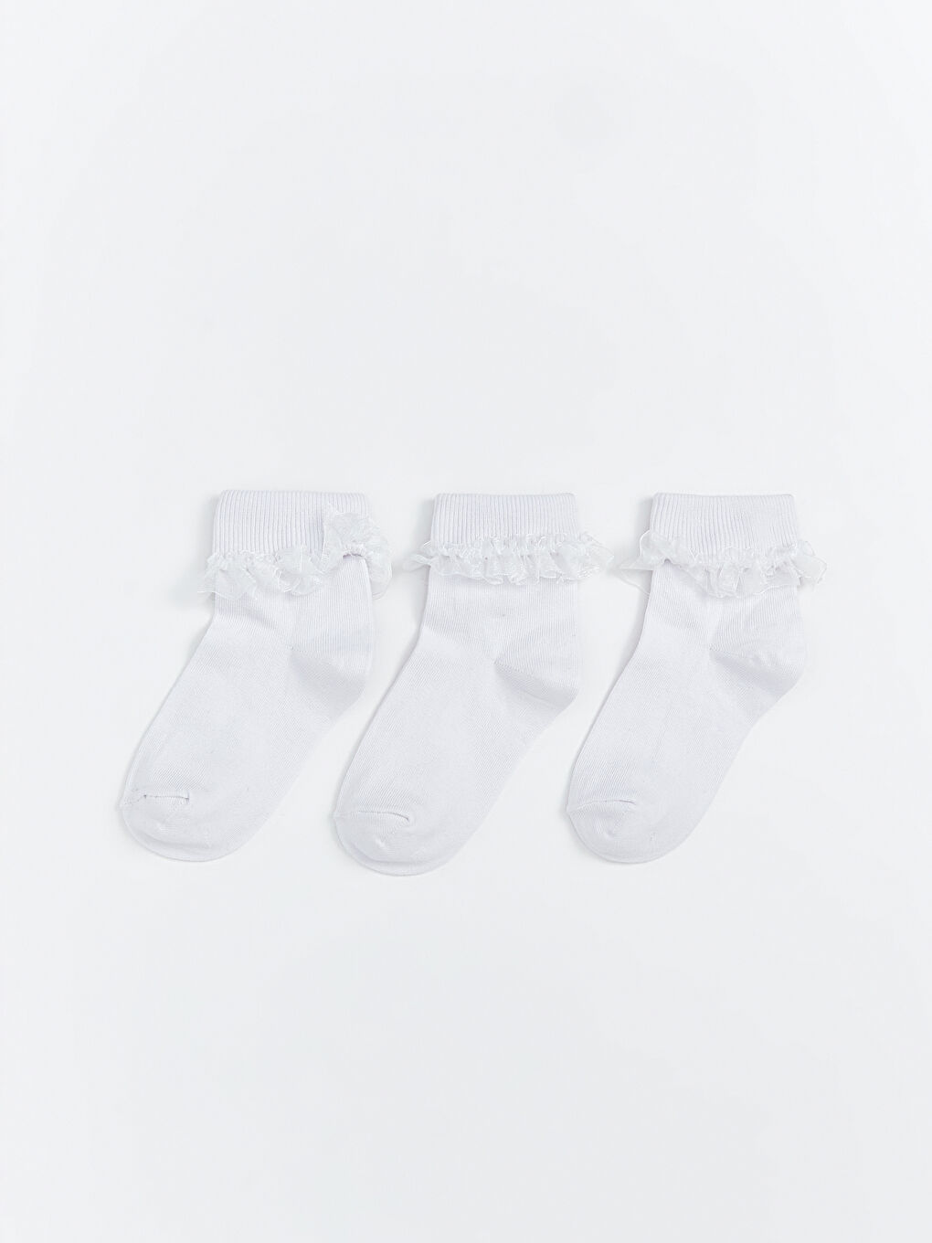Носки до щиколотки с кружевной отделкой для девочек, комплект из 3-х штук