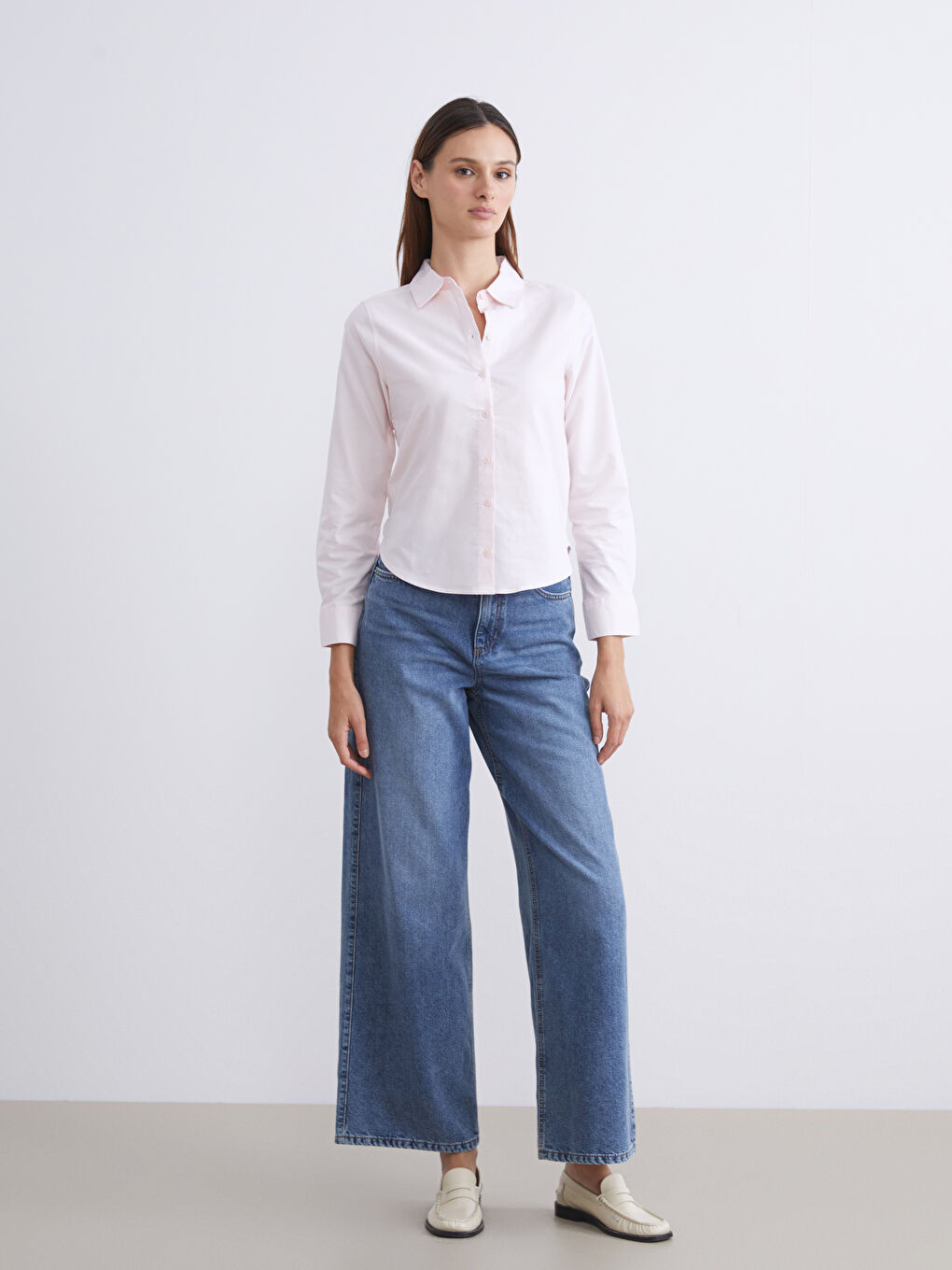 قميص نساء عادي صبّاط أكسفورد-1