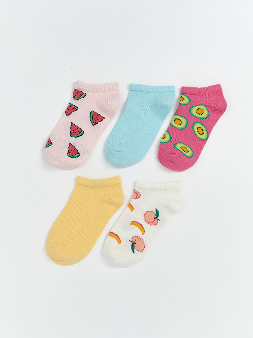 Pembe Desenli Kız Çocuk Patik Çorap 5'li