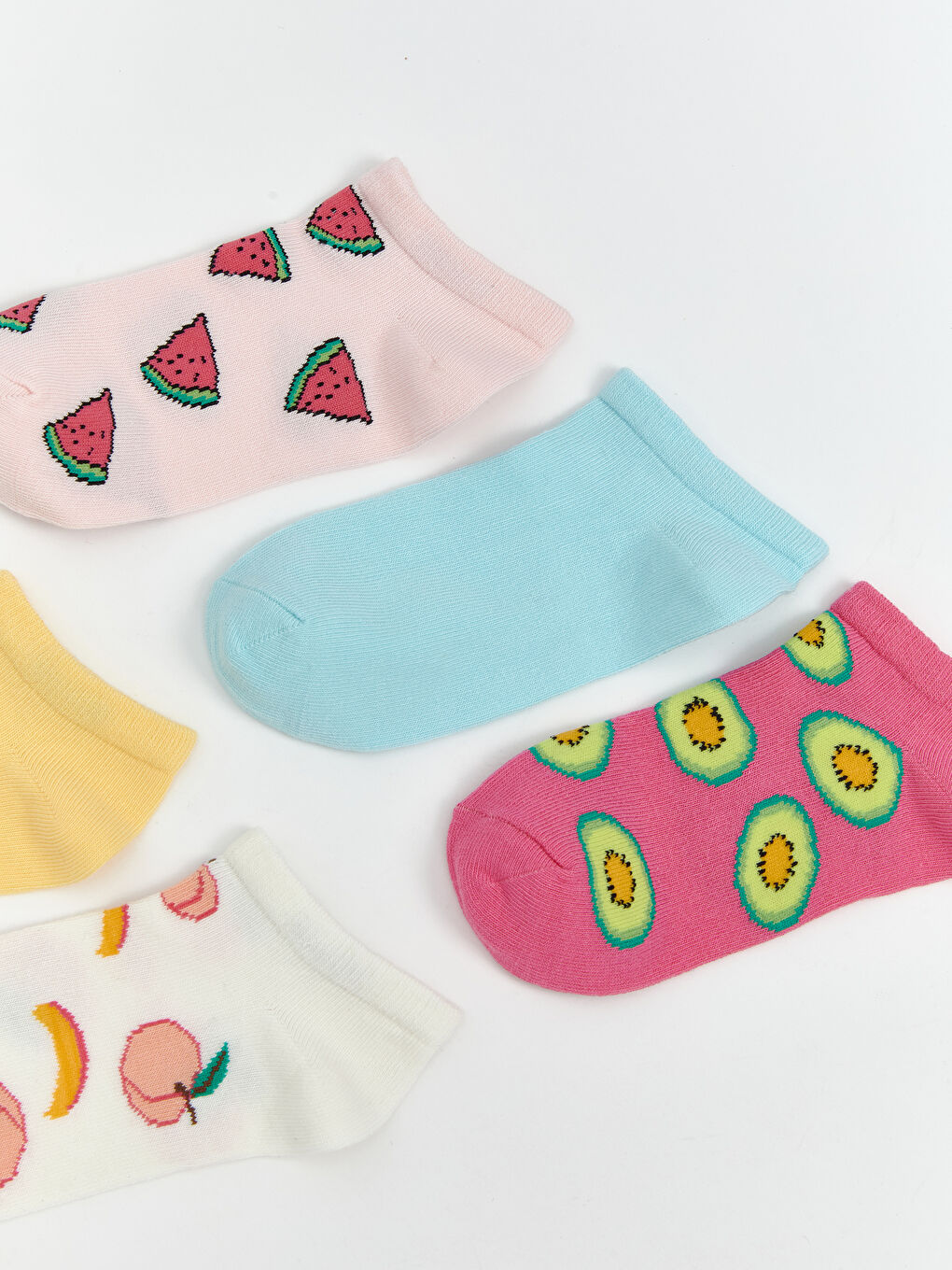 Pembe Desenli Kız Çocuk Patik Çorap 5'li-1