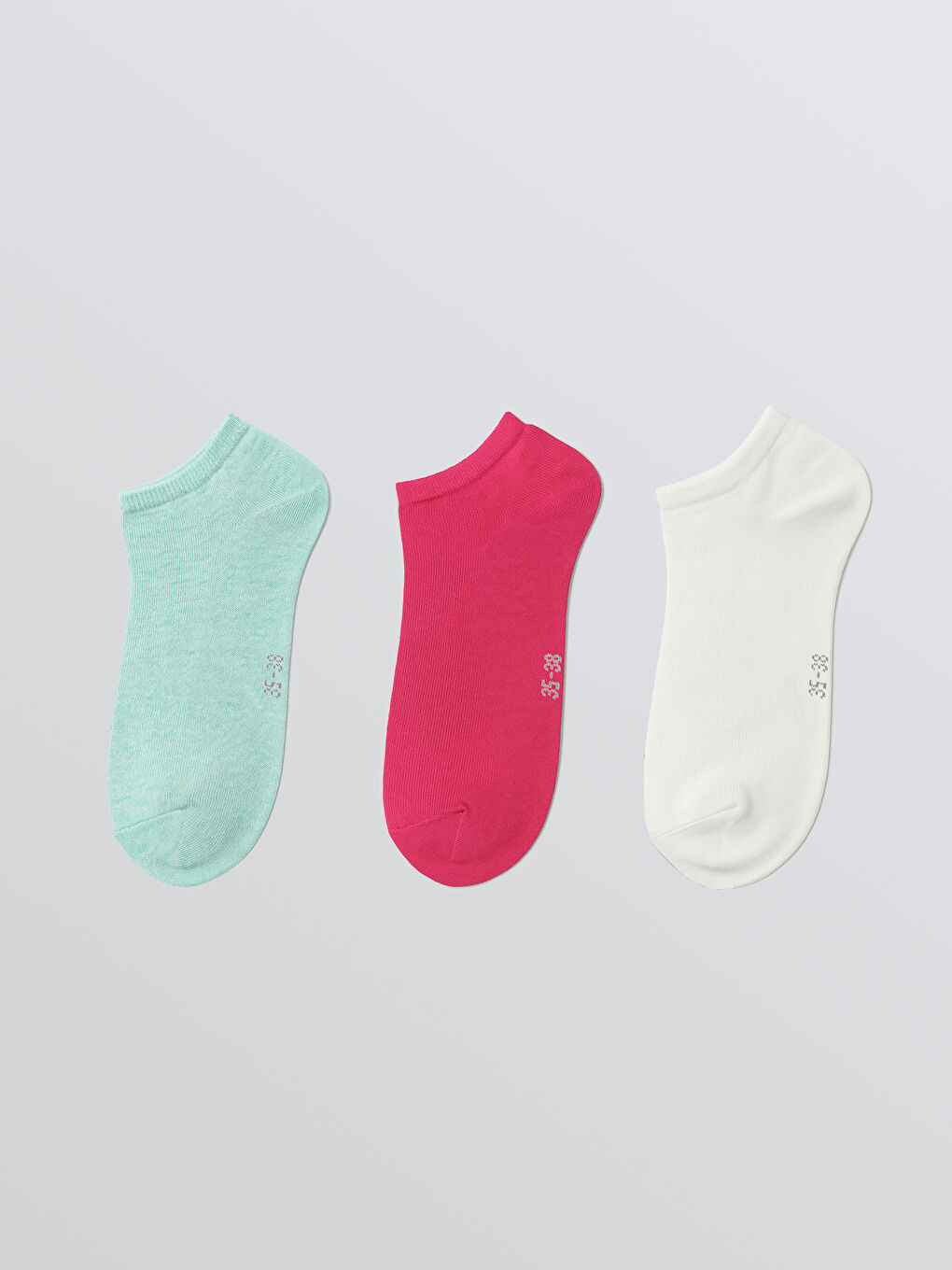 Fuşya Basic Kız Çocuk Patik Çorap 3'lü
